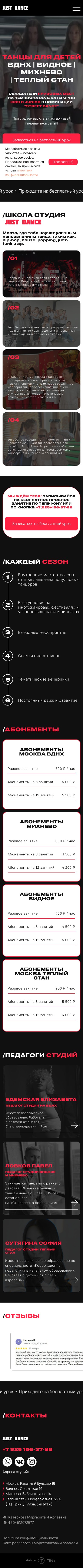 JUST DANCE — превью мобильной версии сайта